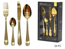 POSATE SET 24 PEZZI ACCIAIO ORO LUCIDO IVON GOLD SCATOLA REGALO 11 2025