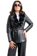 Giubbotto Ecopelle Donna Giubbino Lungo Imbottito Con Pelliccia Giacca VEQUE