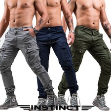 Pantaloni Uomo Cargo con Tasche Laterali Tasconato Zip Militari Multitasche NEW