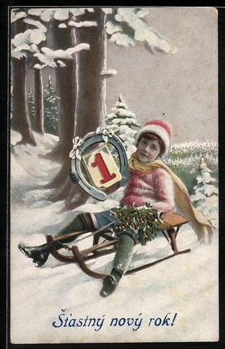 Cartolina bambino una - bambino, su