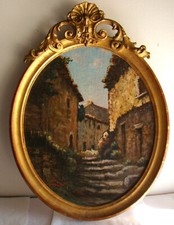 Huile sur panneau d'une vielle