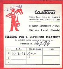 TESSERA CAUDANO 1962 REVISIONE