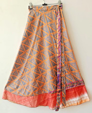 Gonna donna vintage avvolgente 100% seta reversibile a strati boho zingara gonna