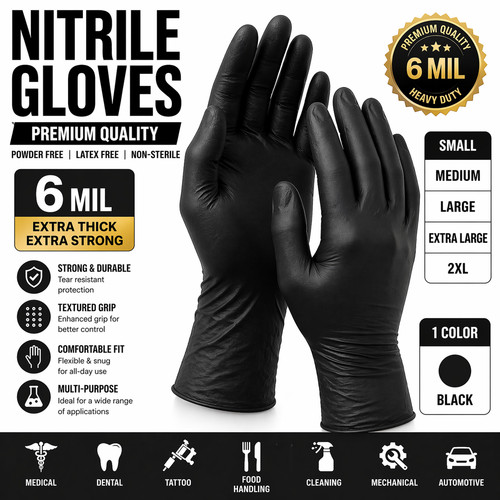 Guanti nitrile nero - in, 6