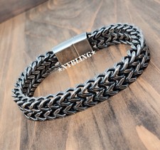 Bracciale in acciaio inox intrecciato a rete cordino catena maglia cubana braccialetto uomo donna