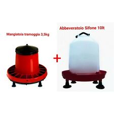 MANGIATOIA TRAMOGGIA 3 KG PER GALLINE POLLI E ABBEVERATOIO 10 LT IN PLASTICA