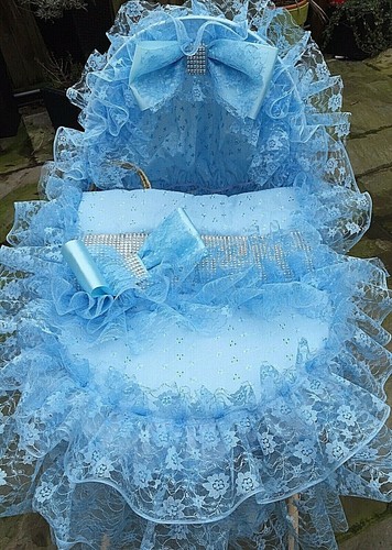 Copri cestino blu frilly - blu, bling