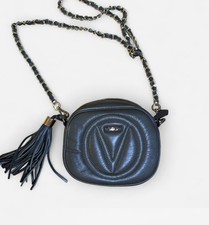 Valentino By Mario Valentino Mia Signature Black Leather Crossbody Bag EUC