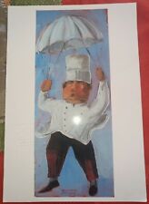 PINO PROCOPIO 16x40 cm. acrilico su tavola "ARRIVA IL CUOCO"