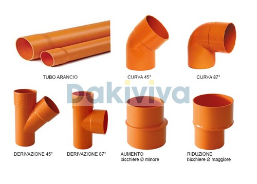 Tubi raccordi pvc arancio - in,