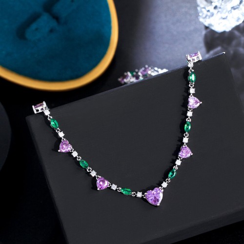 Collana tennis cuore - cuore, argento