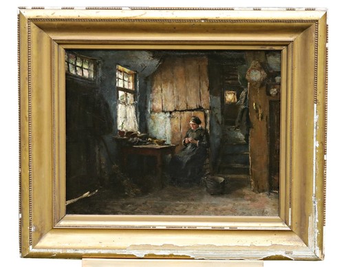 Dipinto olio antico - ad, donna