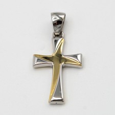 Ciondolo in oro giallo e bianco 18 kt raffigurante una Croce E.2200