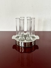 Servizio 6 bicchieri da vodka con base in acciaio inox, design vintage anni ’70