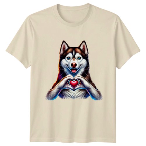 Maglietta husky cuore zampe - cuore,