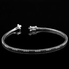 TENNIS BRACCIALE ORO BIANCO 18KT BRILLANTI NERI E BIANCHI 0.99 CT CERTIFICATO