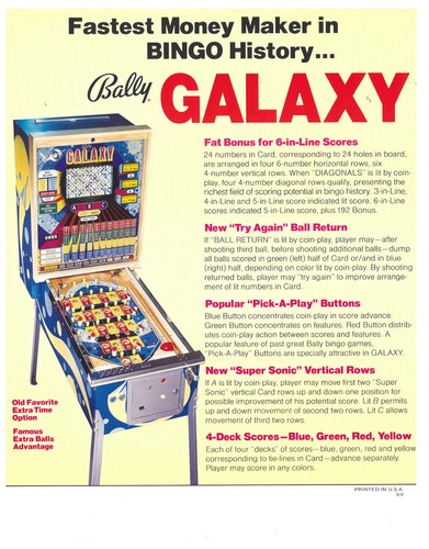 Galaxy bally bingo flipper - bally,