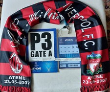 MILAN LIVERPOOL UCL  ATENE 23-5-2007 ACCREDITO PASS +9 SCIARPA SCARF UFFICIALE  