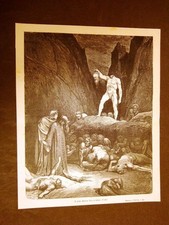 Incisione Gustave Dorè del 1880 Beltramo dal Bornio Dante's Inferno Engraving