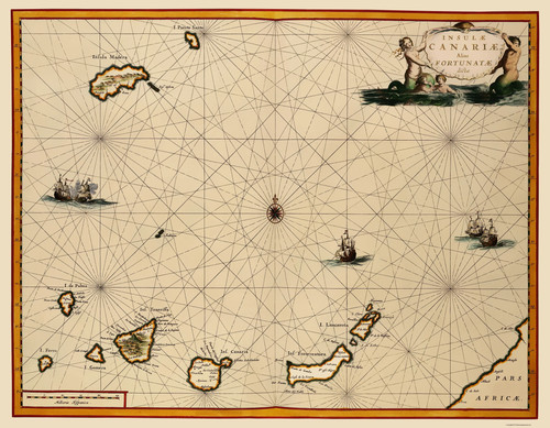 Mappa storica isole canarie - isole,