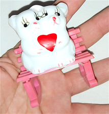 panchina rosa con due orsetti in ceramica 80s ex bomboniera kawaii san valentino