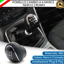 POMELLO LEVA CAMBIO A 6 MARCE NERO E CROMATO IN ABS PER FORD FOCUS MK3 RESTYLING
