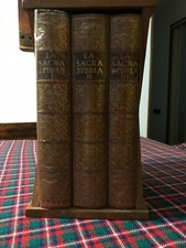 1959 SACRA BIBBIA 3 GRANDI VOLUMI CONTENITORE IN LEGNO ed. SAIE TORINO