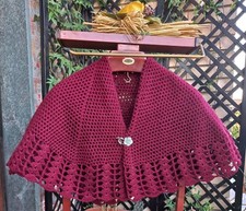 Mantellina della nonna, NUOVA, BORDEAUX, scialle, scialle della nonna, uncinetto