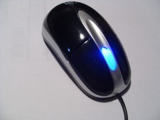 Mouse ottico nero/argento USB rotella luce illuminato blu cavo lungo 1,4m 140cm