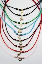 Collana choker cordino nylon colorato pendente ciondolo acciaio dorato donna