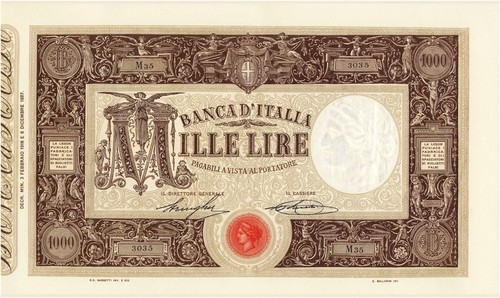 Lire 1000 matrice - laterale,
