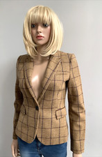 Giacca da hacking ZARA Basic 100% lana di agnello tweed con toppe ai gomiti S B34"