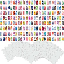 Set 3 240 Aerografi Nail Art DISEGNI STENCIL - 20 Fogli Modello Kit Pennello Pittura