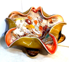 CIOTOLA ALL FRUITS IN VETRO MURANO CON SCAGLIE ORO/ARGENTO DINO MARTENS ?ANNI 60