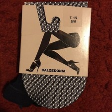 Calzedonia Leggings a Rete Interi, Tg Sm/Med Blu Prugna Nuovi con etichette