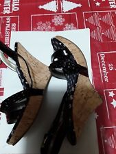 sandali scarpe donna nero neri Guess tacco alto in sughero taglia 35
