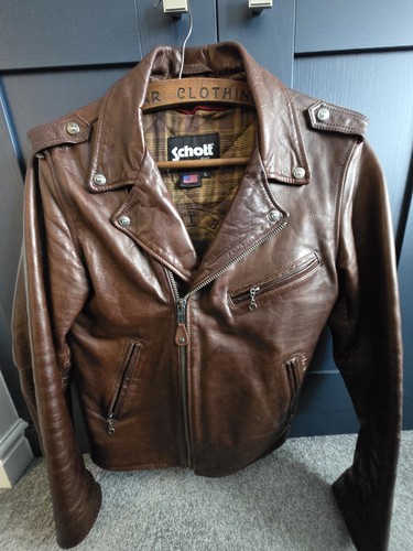 Giacca pelle marrone schott - giacca,