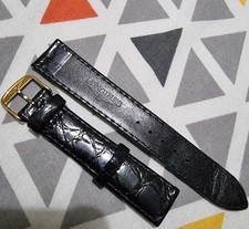 Cinturino orologio LONGINES 18mm pelle nera coccodrillo vero nuovo con fibbia