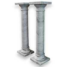 Coppia di Colonne in Marmo Bardiglio Italian Interior Design H 93cm