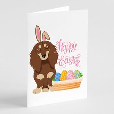 Dachshund Longhair Chocolate Cream Easter Cards Envs Pk of 8 WDK5000GCA7P