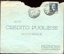 REGNO D'ITALIA Brindisi 1927-ALESSANDRO VOLTA-BANCA CREDITO PUGLIESE