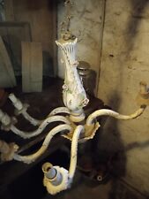 lampadario vintage in ceramica decorata a 6 bracci