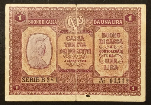 Lira 1918 bb cassa - lira, 02/01/1918