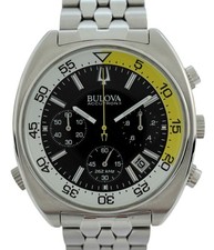 Orologio Cronografo Bulova 44mm Uomo Accutron II Snorkel Nero/Giallo - 96B237!