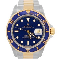 Orologio Rolex Submariner Date 1997 40 mm BLU oro giallo 18 carati acciaio inox 16613