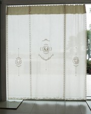 Telo ricamato, telo antico, tessuto ricamato, poliestere, lino