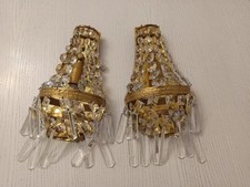 Antica coppia applique da parete vintage impero francese ottone cristallo 1 luce