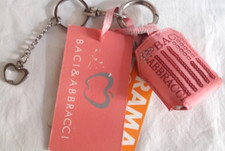 Baci & Abbracci Portachiavi Con Borsettina Moschettone E Ciondolo Rosa Nuovo