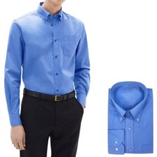 Camicia Uomo Cotone Button Down Taschino Elegante Camicie Casual Regular VEQUE