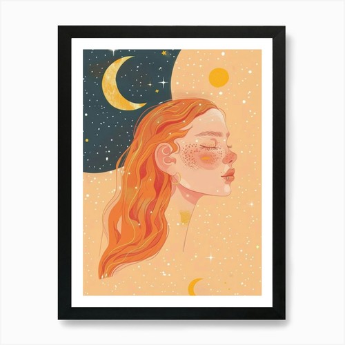 Ritratto ragazza con luna - con, e